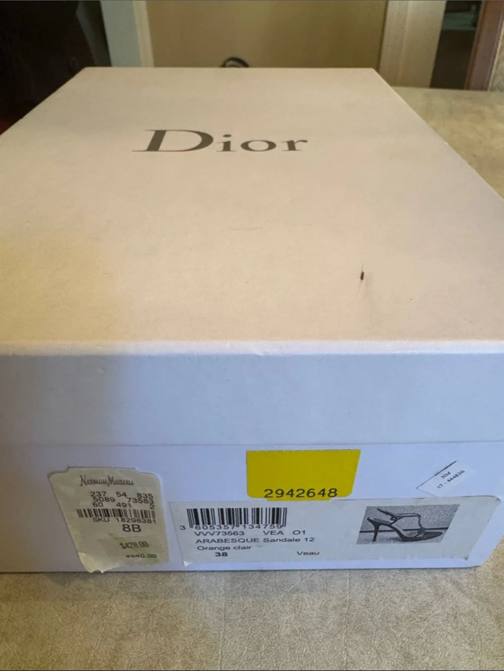 Dior Orange Suede T-Strap Slingback Heels